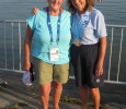 Rosemary and Jenny after 3K swim in 1976 Olympic rowing basin